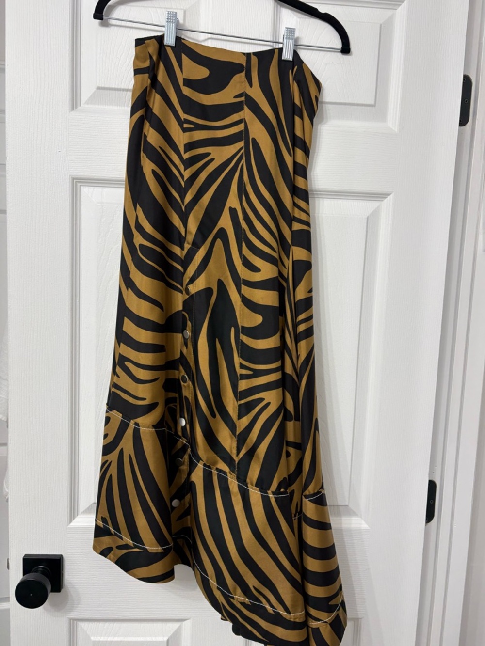 3.1 Phillip Lim Black and Mustard Zebra-Print Maxi Skirt